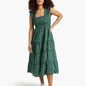 Hill House Ellie Nap Dress in Emerald Trellis Floral - Small